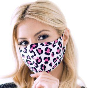 NEW Reusable Pink Leopard Face Mask for Women